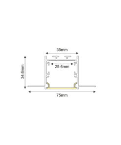 Προφίλ Αλουμινίου Γυψοσανίδας Χωνευτό για LED Ταινίες με Οπάλ Κάλυμμα 2m ACA – P235U