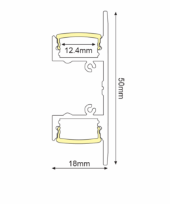 UPDOWN ALUMINUM PROFILE P50N WITH OPAL PC DIFFUSER 2m/pc ACA – P50N