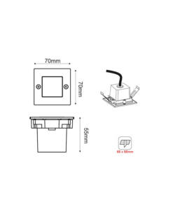 ΑΔΙΑΒΡΟΧΗ ΧΩΝΕΥΤΗ ΑΠΛΙΚΑ ΛΕΥΚΗ 70X70 W 2W 6000K 100Lm 230V IP54 RA80 ACA – PAS260WS