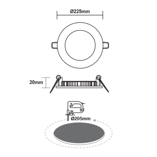 ΛΕΥΚΟ ΣΤΡΟΓΓΥΛΟ LED ΠΑΝΕΛ ΧΩΝΕΥΤΟ 18W 3000K 1700Lm Φ220mm ACA – PENU1830RW