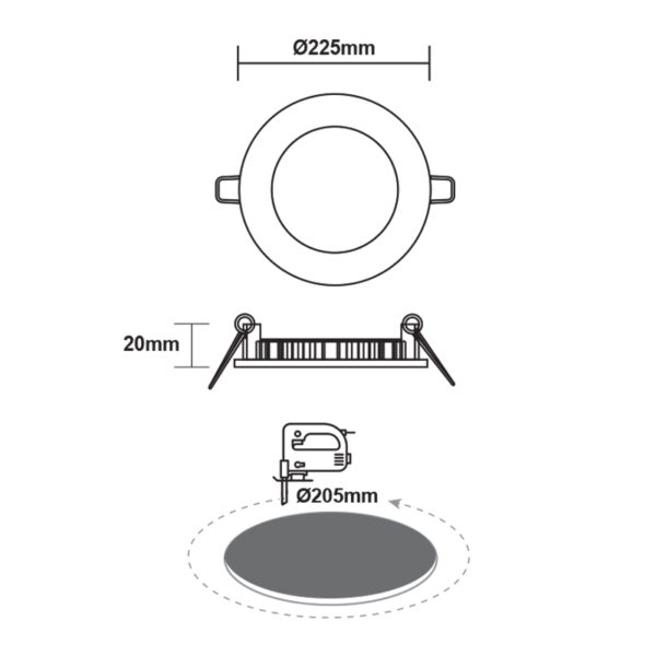 ΝΙΚΕΛ ΜΑΤ ΣΤΡΟΓΓΥΛΟ LED ΠΑΝΕΛ ΧΩΝΕΥΤΟ 18W 4000K 1800Lm Φ225mm ACA – PENU1840RNM
