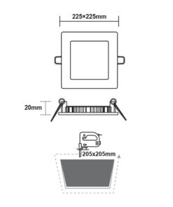 ΝΙΚΕΛ ΜΑΤ ΤΕΤΡΑΓΩΝΟ LED ΠΑΝΕΛ ΧΩΝΕΥΤΟ 18W 4000K 1800Lm 225x225mm ACA – PENU1840SNM