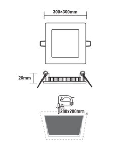 ΛΕΥΚΟ ΤΕΤΡΑΓΩΝΟ LED ΠΑΝΕΛ ΧΩΝΕΥΤΟ 23W 4000K 2120Lm 300x300mm ACA – PENU2340SW