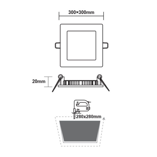 ΛΕΥΚΟ ΤΕΤΡΑΓΩΝΟ LED ΠΑΝΕΛ ΧΩΝΕΥΤΟ 23W 4000K 2120Lm 300x300mm ACA – PENU2340SW