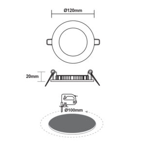 ΛΕΥΚΟ ΣΤΡΟΓΓΥΛΟ LED ΠΑΝΕΛ ΧΩΝΕΥΤΟ 6W 3000K 450Lm Φ119mm ACA – PENU630RW