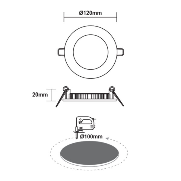 ΛΕΥΚΟ ΣΤΡΟΓΓΥΛΟ LED ΠΑΝΕΛ ΧΩΝΕΥΤΟ 6W 3000K 450Lm Φ119mm ACA – PENU630RW