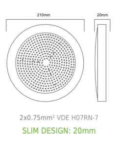 LED Φωτιστικό Πισίνας Πλαστικό 20W 6000K 2200lm 110° IP68 12V DC Φ210mm ACA – PISC20CW