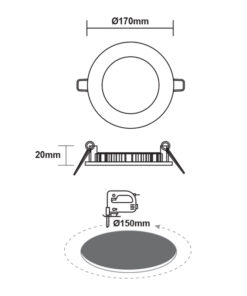 LED Πάνελ Στρογγυλό 12W ACA Φ170 Φυσικό Λευκό 4000Κ – PLATO1240RW
