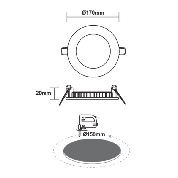 LED Πάνελ Στρογγυλό 12W ACA Φ170 Φυσικό Λευκό 4000Κ – PLATO1240RW