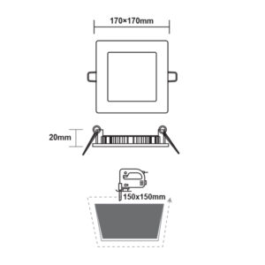 LED Πάνελ Τετράγωνο Χωνευτό 12W 950lm 17X17cm Φυσικό 4000Κ ACA – PLATO1240SW