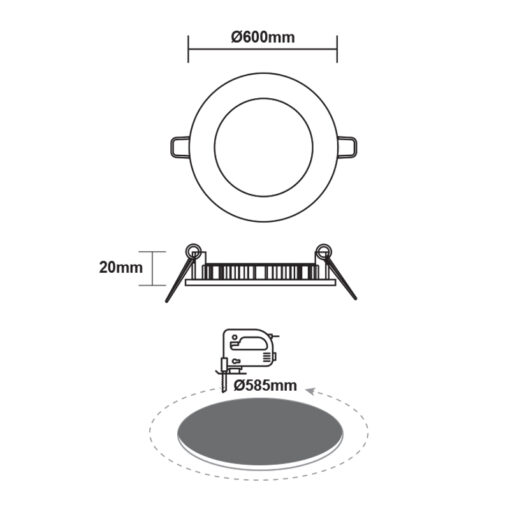 LED Πάνελ Στρογγυλό 48W ACA Ψυχρό  6500K – PLATO4865RW
