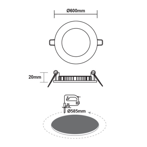 LED Πάνελ Στρογγυλό 48W ACA Ψυχρό  6500K – PLATO4865RW