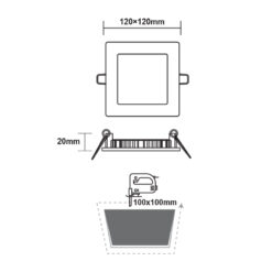 LED Πάνελ Τετράγωνο Χωνευτό 6W 400lm 12X12cm Θερμό 3000Κ ACA – PLATO630SW