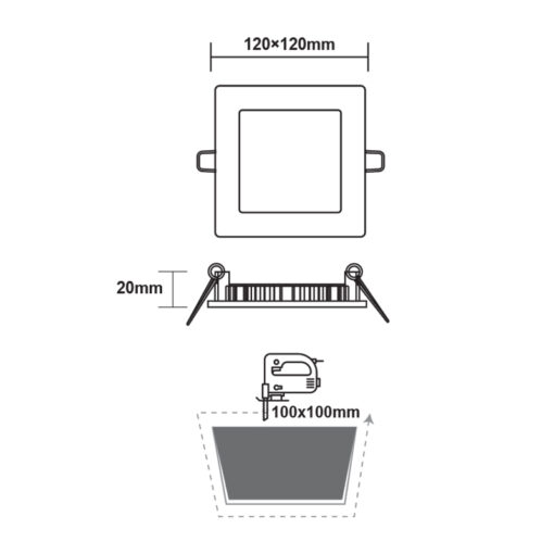 LED Πάνελ Τετράγωνο Χωνευτό 6W 400lm 12X12cm Θερμό 3000Κ ACA – PLATO630SW
