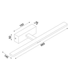 ΕΠΙΤΟΙΧΟ Φ/Σ LED 12W 3000K 780LM PALMA ΜΑΥΡΟ ΜΕΤ/ΚΟ IP44 66,5X14,5X5CM ACA – PN15LEDW67BK
