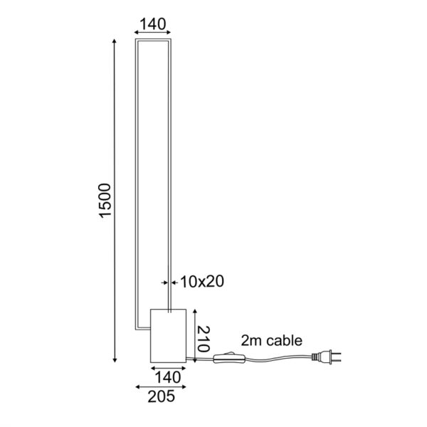 ΕΠΙΔΑΠΕΔΙΟ ΦΩΤΙΣΤΙΚΟ LED 35W 3000K 2800LM AELIA  ΜΑΥΡΟ ΜΕΤ/ΚΟ IP20 20,5X14XH150CM ACA DECOR – PN30LEDFBK