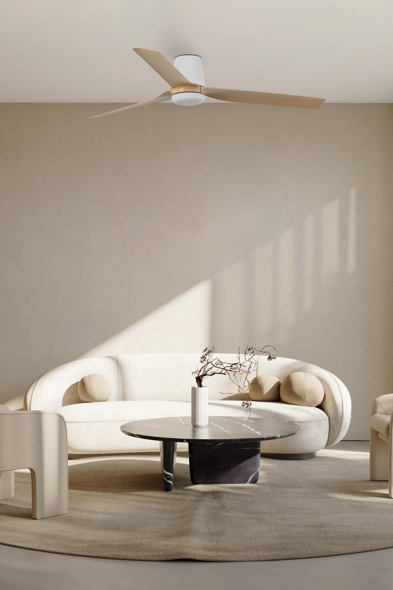 Faro Barcelona PUNT TUB M Ø1300MM WHITE 3 LIGHT W. BLADES – 33829FR