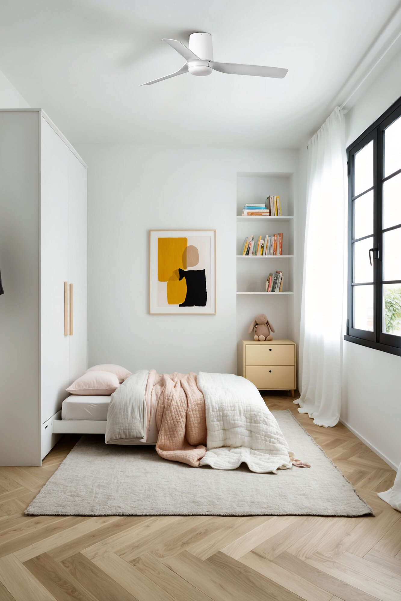 Faro Barcelona Ανεμιστήρας Οροφής MINI PUNT TUB S Ø900mm με Τηλεχειριστήριο Λευκός – 33832