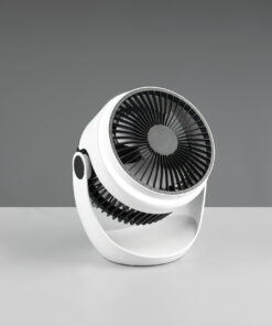 Επαναφορτιζόμενος Επιτραπέζιος/Κρεμαστός Ανεμιστήρας Λευκό-Μαύρο TEMPEST Φωτιζόμενος με USB Reality – R045-01