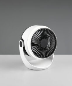 Επαναφορτιζόμενος Επιτραπέζιος/Κρεμαστός Ανεμιστήρας Λευκό-Μαύρο TEMPEST Φωτιζόμενος με USB Reality – R045-01