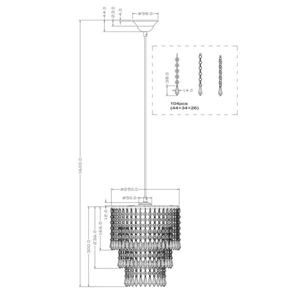 Κρεμαστό Φωτιστικό Reality   E27 Χρώμιο Μεταλλικό    R1147-06