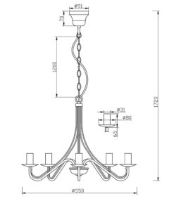 Πολυέλαιος Reality 5xE14 Σκουριά Μεταλλικό R1198-24
