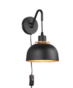 Φωτιστικό Τοίχου Reality PUNCH 1x E27 Μαύρο Ματ Μεταλλικό – R20811732