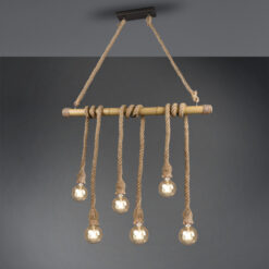 Κρεμαστό Φωτιστικό Reality 6xE27 Καφέ Bamboo R30130626
