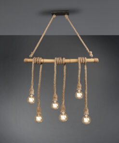 Κρεμαστό Φωτιστικό Reality 6xE27 Καφέ Bamboo R30130626