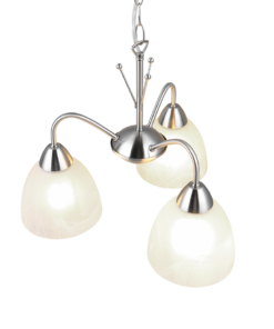 Κρεμαστό Πολύφωτο Νίκελ Ματ με Λευκό Αλάβαστρο Γυαλί DOBBY 3x E27 Reality – R31053007