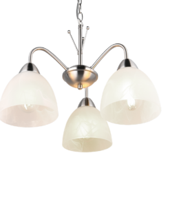 Κρεμαστό Πολύφωτο Νίκελ Ματ με Λευκό Αλάβαστρο Γυαλί DOBBY 3x E27 Reality – R31053007