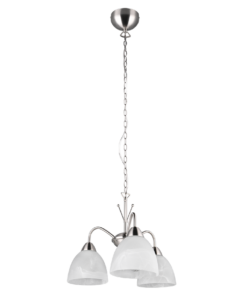 Κρεμαστό Πολύφωτο Νίκελ Ματ με Λευκό Αλάβαστρο Γυαλί DOBBY 3x E27 Reality – R31053007