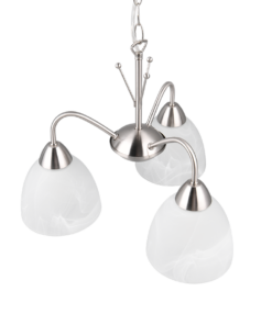 Κρεμαστό Πολύφωτο Νίκελ Ματ με Λευκό Αλάβαστρο Γυαλί DOBBY 3x E27 Reality – R31053007