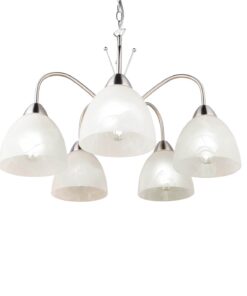 Κρεμαστό Πολύφωτο Νίκελ Ματ με Λευκό Αλάβαστρο Γυαλί DOBBY 5x E27 Reality – R31055007
