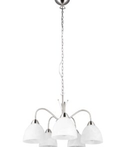 Κρεμαστό Πολύφωτο Νίκελ Ματ με Λευκό Αλάβαστρο Γυαλί DOBBY 5x E27 Reality – R31055007