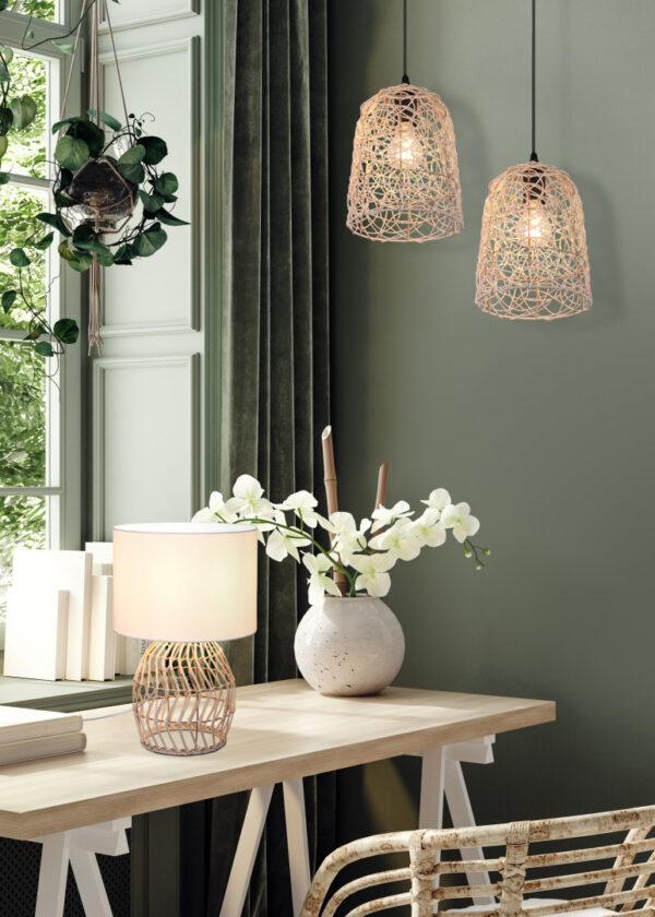Κρεμαστό Φωτιστικό Reality LOVIS  1x E27 Φυσικό Rattan   – R31141036