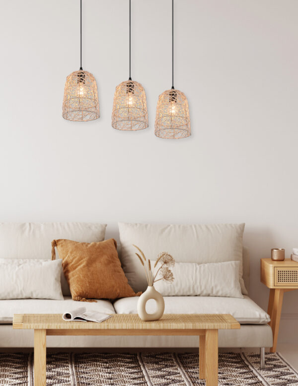 Κρεμαστό Φωτιστικό Reality LOVIS  3x E27 Φυσικό Rattan   – R31143036