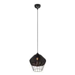 Κρεμαστό Φωτιστικό Reality BORKA 1x E27 Μαύρο Rattan – R31261902
