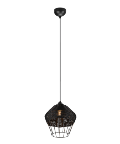 Κρεμαστό Φωτιστικό Reality BORKA 1x E27 Μαύρο Rattan – R31261902