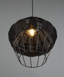 Κρεμαστό Φωτιστικό Reality BORKA 1x E27 Μαύρο Rattan – R31261902