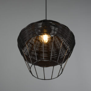 Κρεμαστό Φωτιστικό Reality BORKA  1x E27 Μαύρο Rattan   – R31261902