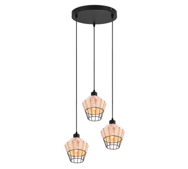 Κρεμαστό Φωτιστικό Reality BORKA  3x E27 Φυσικό Rattan   – R31263336