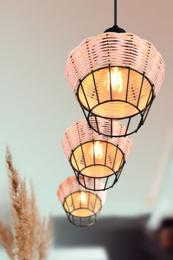 Κρεμαστό Φωτιστικό Reality BORKA  3x E27 Φυσικό Rattan   – R31263336