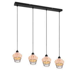 Κρεμαστό Φωτιστικό Reality BORKA 4x E27 Φυσικό Rattan – R31264036
