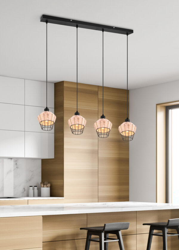Κρεμαστό Φωτιστικό Reality BORKA  4x E27 Φυσικό Rattan   – R31264036