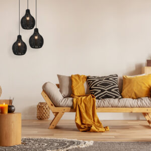 Κρεμαστό Φωτιστικό Reality SPROUT  3x E14 Μαύρο Rattan   – R31293302