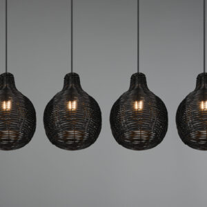 Κρεμαστό Φωτιστικό Reality SPROUT  4x E14   Μαύρο Rattan   – R31294002