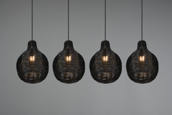 Κρεμαστό Φωτιστικό Reality SPROUT  4x E14   Μαύρο Rattan   – R31294002