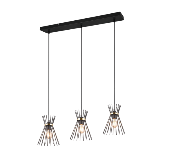 Κρεμαστό Φωτιστικό Trio Lighting 3xE27 Μαύρου Χρώματος - R31533080