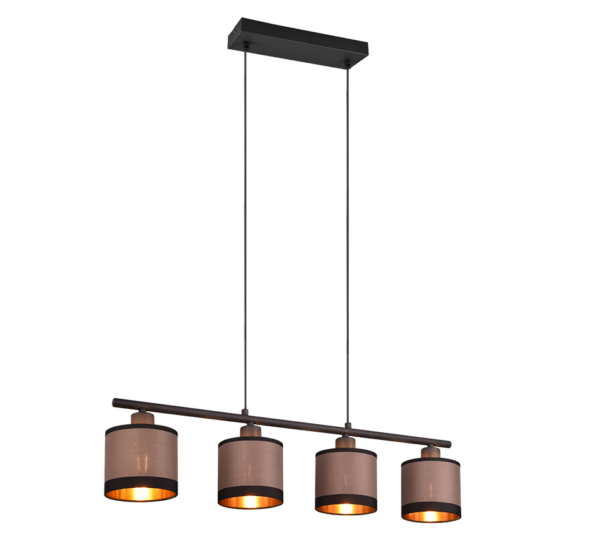 Κρεμαστό Φωτιστικό Trio Lighting 4xE14 Καφέ Χρώματος - R31554041